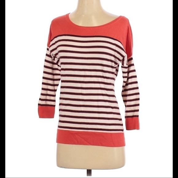 Banana Republic Orange Black Striped Sweater - Picture 1 of 5